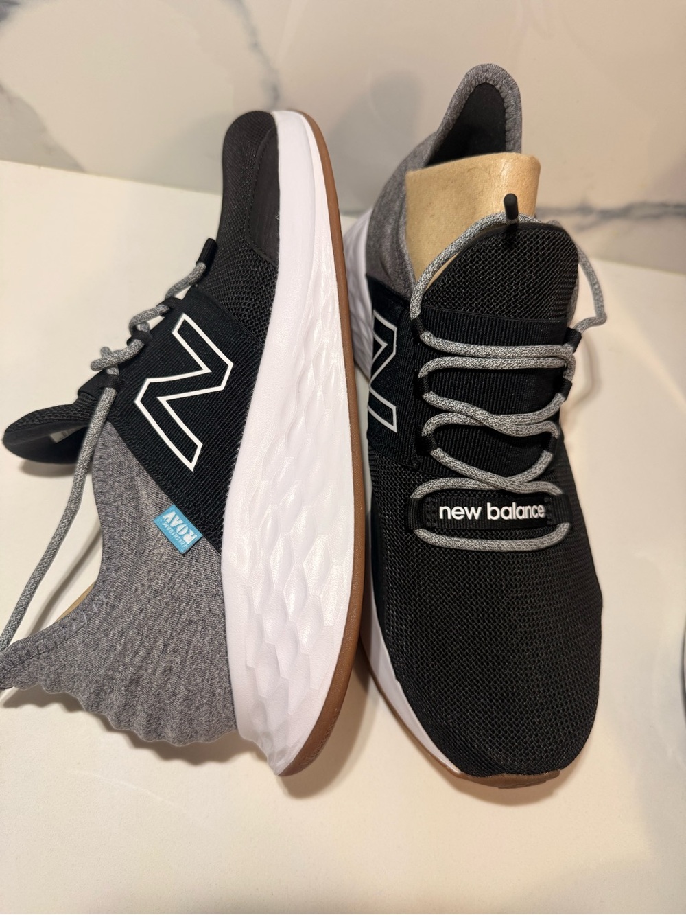 New Balance Men's Black and Gray Lace-Up Sneakers - Picture 6 of 7